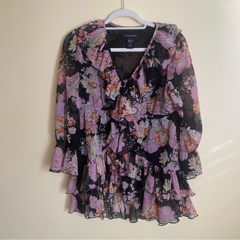 Boston Proper Ruffle Button Down Top